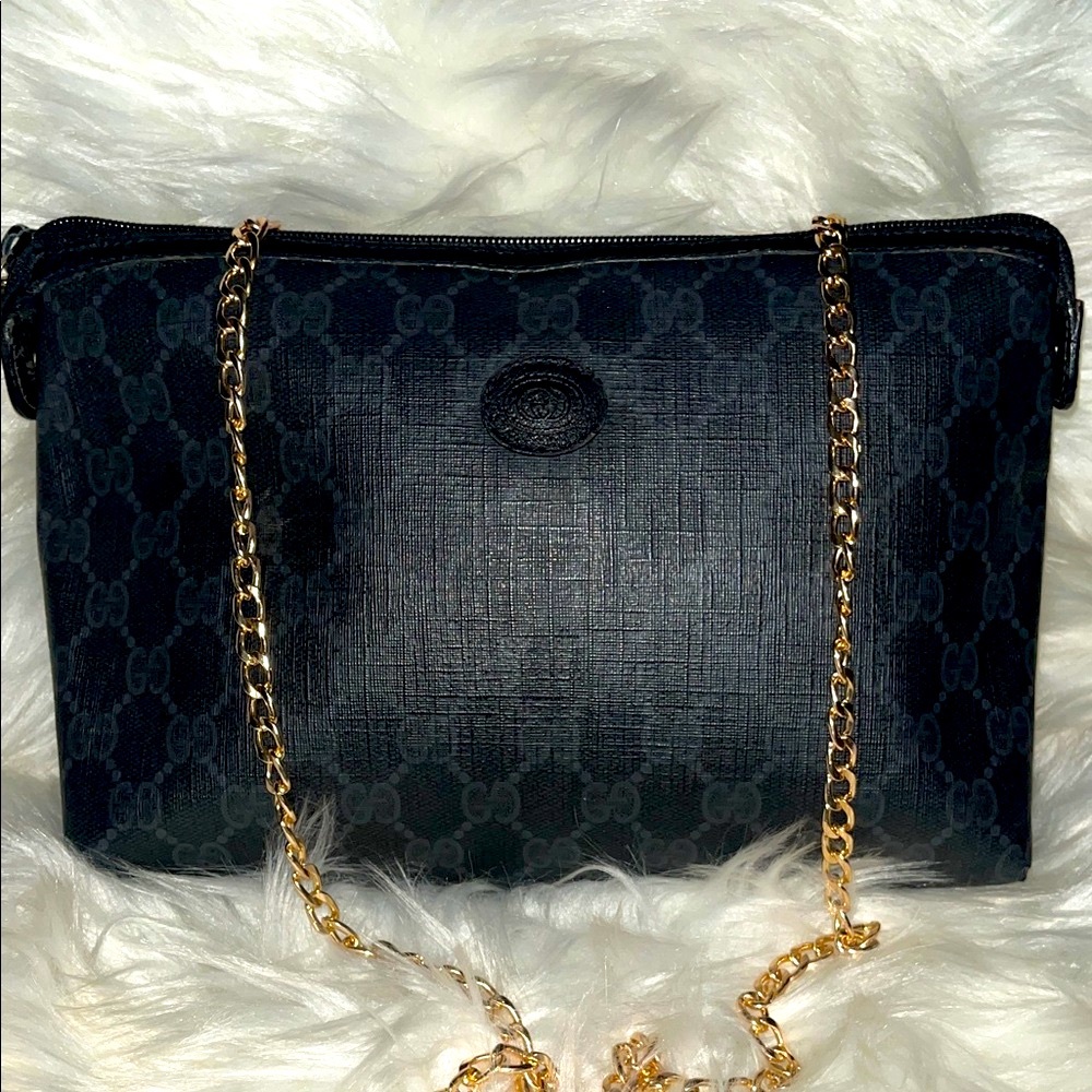 Vintage Gucci Black GG Supreme Monogram Clutch Crossbody Chain Bag - Picture 4 of 12